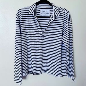 Frank & Eileen Popover Cotton Henley Top Shirt Size M